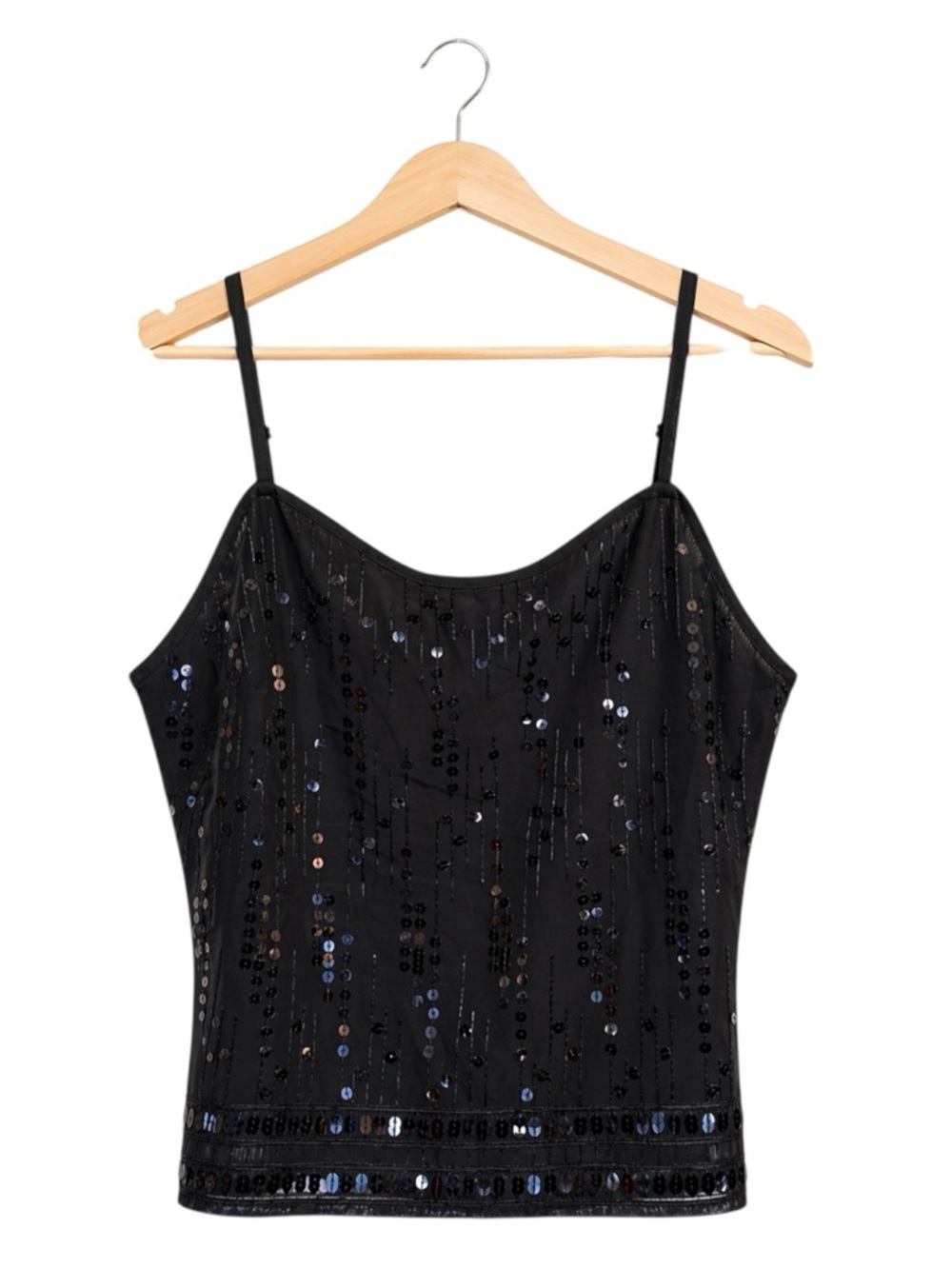 Vintage Y2K Cropped Sequin Cami Top Large Whimsigoth Fairy Glam Grunge Coquette